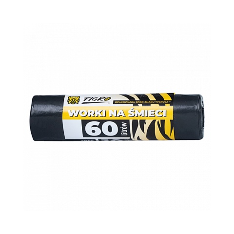 TIGRO WORKI NA ŚMIECI LDPE 60L 60x80 A10 CZARNE PREMIUM