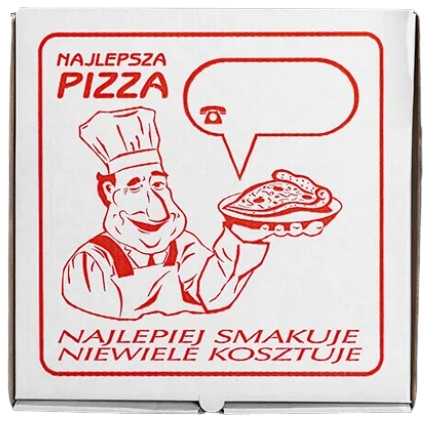 KARTON PIZZA PROSTY BIAŁY 50/50/4 A50 NADRUK UNIWERSALNY