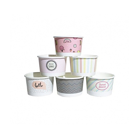 Kubek papierowy do lodów nadruk pastelowy 245ml