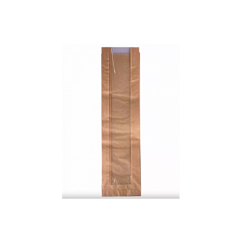 Torebka fałdowa z okienkiem 670/100/70 FOLIA 40mm brąz BAGIETKA