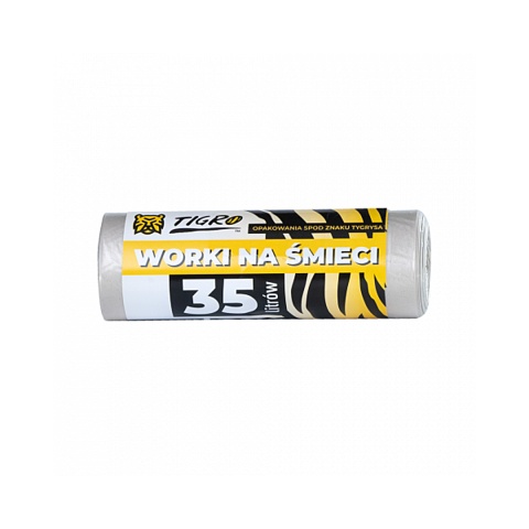 TIGRO WORKI NA ŚMIECI LDPE 35L 50x60 A15 BEZBARWNE PREMIUM