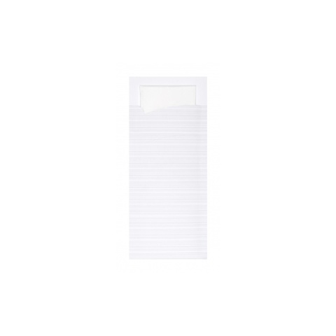Papierowe długie ETUI na sztućce + serwetka 307mm 96mm 222mm BIAŁE